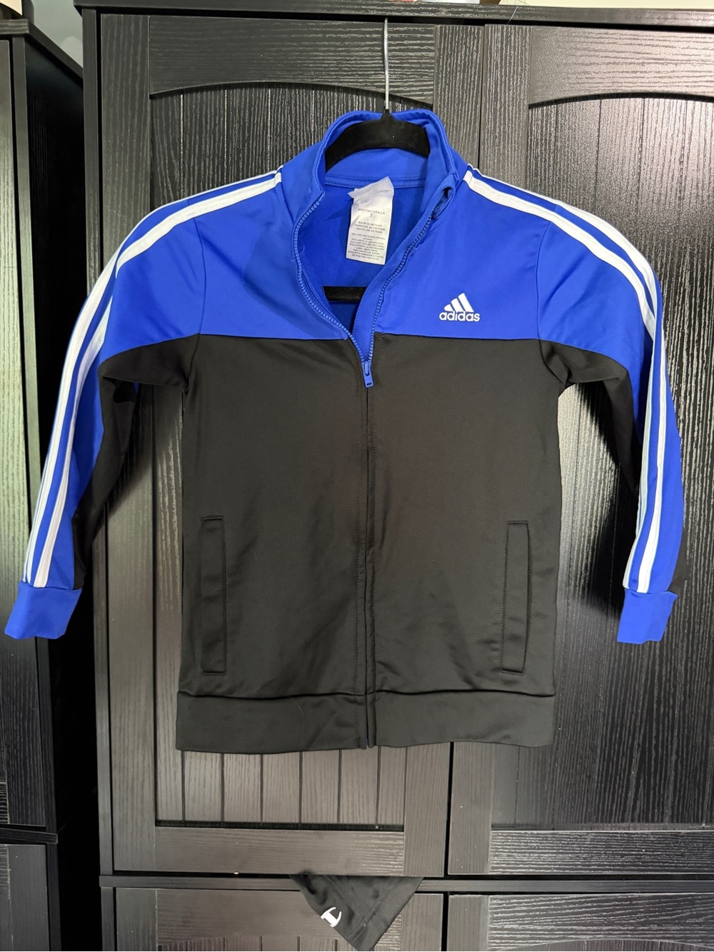 adidas Blue and Black Kids Zip-Front Track Jacket size 7